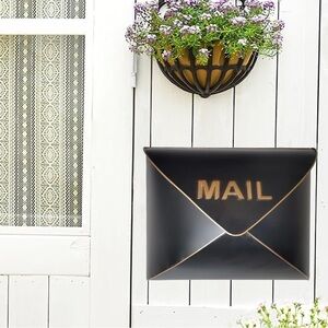 Modern Black and Gold Metal Mailbox New